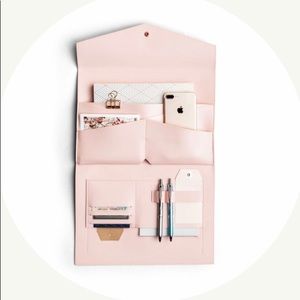 Vegan Leather Portfolio Clutch Blush Pink